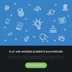 science, education outline vector icons and elements background concept on blue background...Multipurpose use on websites, presentations, brochures and more