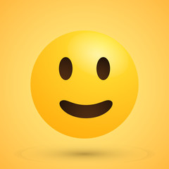 Smiling emoji - happy emoticon in modern style on yellow background with shadow. Vector illustration - eps10 stock image