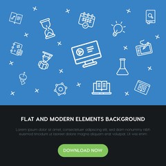 science, education outline vector icons and elements background concept on blue background...Multipurpose use on websites, presentations, brochures and more