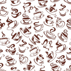 Vector coffee cups pattern seamless background