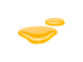 Puddle of orange juice isolated on white background, clipping path