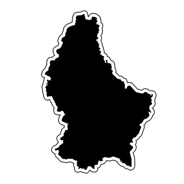 Black silhouette of the country Luxembourg with the contour line and the effect stickers vector illustration