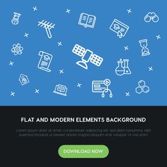science, education outline vector icons and elements background concept on blue background...Multipurpose use on websites, presentations, brochures and more
