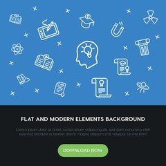 science, education outline vector icons and elements background concept on blue background...Multipurpose use on websites, presentations, brochures and more