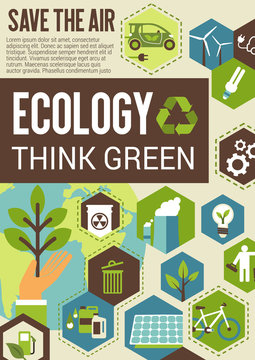 Think green eco banner for environment protection