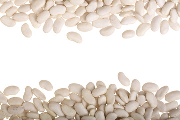 White kidney beans isolated on white background with copy space for your text. Top view