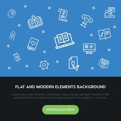 science, education outline vector icons and elements background concept on blue background...Multipurpose use on websites, presentations, brochures and more