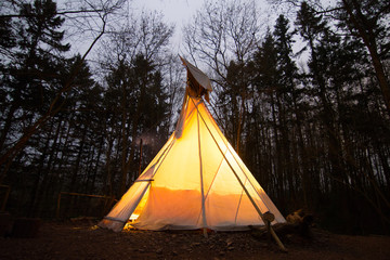 teepee tent at night