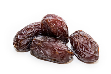 High quality dats on white background (fruits of date palm Phoenix dactylifera)