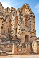 A ancient Roman amphitheater in the El Jem town.