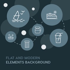 food, drinks, travel outline vector icons and elements background with circle bubbles networks...Multipurpose use on websites, presentations, brochures and more