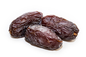 High quality dats on white background (fruits of date palm Phoenix dactylifera)