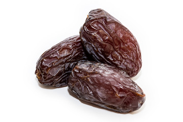 High quality dats on white background (fruits of date palm Phoenix dactylifera)