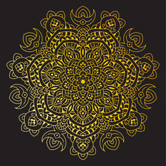 Vector round circle. Mandala style. Decorative element with gold.