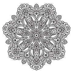Black and white mandala vector isolated on white. Vector hand drawn circular decorative element.