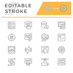 Set line icons of web development