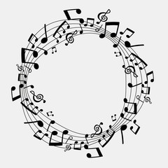 Obraz premium vector illustration of musical notes, black and white color