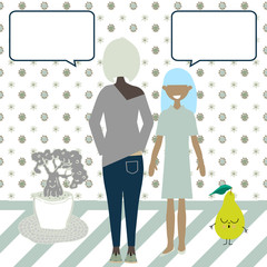 Vector cartoon funny characters speaking