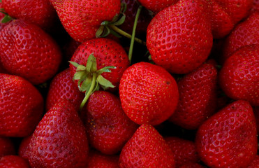 Red ripe fresh strawberry background on soft focus