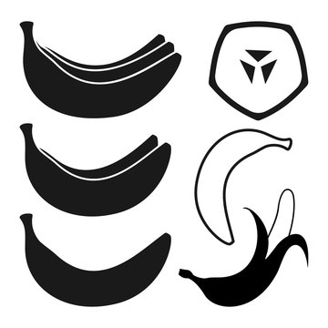 Set Of Banana Silhouette Icons For Design