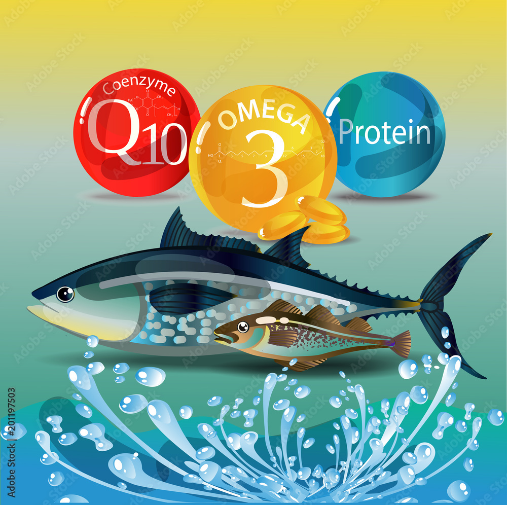 Canvas Prints Microelements in fish. Coenzyme, omega, proteins.