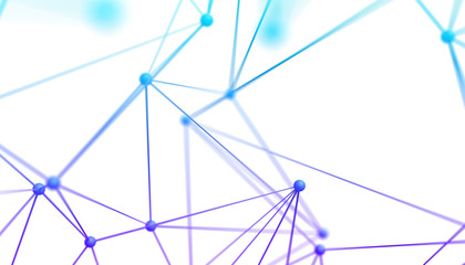 Abstract 3d rendering of network concept. Modern background. Futuristic shape with spheres and lines. Design for poster, cover, branding, banner, placard.