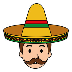 mexican mariachi head avatar character vector illustration design