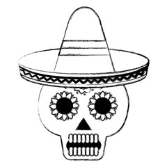death day mask with mexican hat celebration vector illustration design