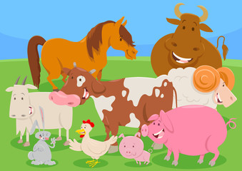 Obraz premium cute farm animal characters group