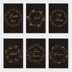 New Year and Merry Christmas decoration set.