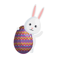 egg paint with cute bunny easter decoration vector illustration design