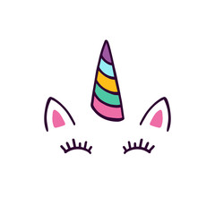 Unicorn head with eyes vector illustration.
