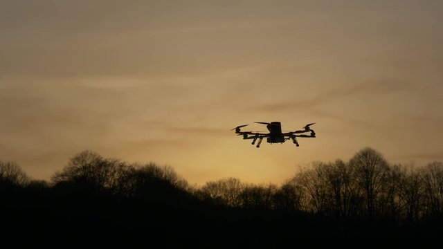 Homemade drone in the setting sun