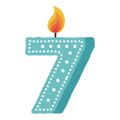 birthday candle with number seven vector illustration design