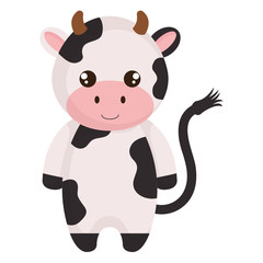 cute and little cow character vector illustration design