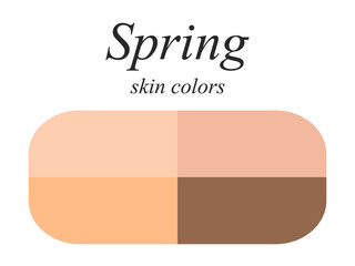 Stock vector seasonal color analysis palette for spring type of female appearance. Skin colors for spring type. 