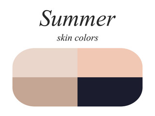 Stock vector seasonal color analysis palette for summer type of female appearance. Skin colors for summer type. 