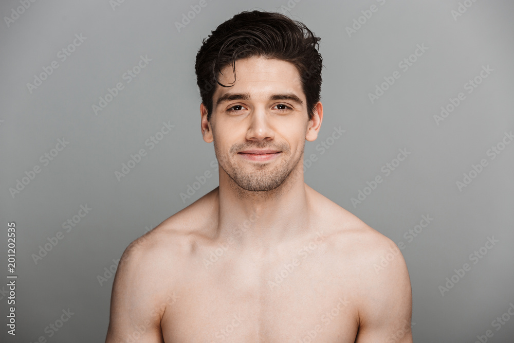 Canvas Prints Beauty portrait of half naked smiling young man