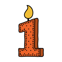 birthday candle with number one vector illustration design