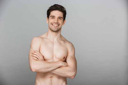 Beauty Portrait Of Half Naked Smiling Young Man