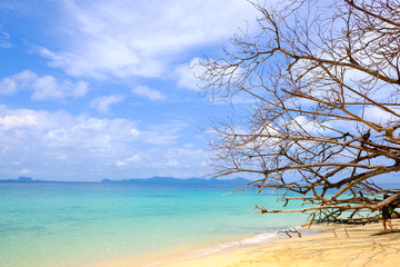 Scenic remote white sand beach on the tropical island in Thailand