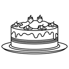 dish with delicious cake celebration vector illustration design