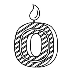 birthday candle with number zero vector illustration design