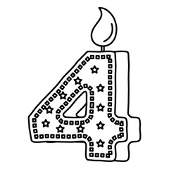 birthday candle with number four vector illustration design