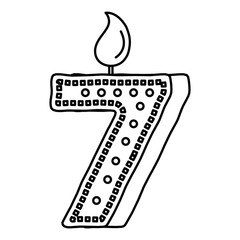 birthday candle with number seven vector illustration design