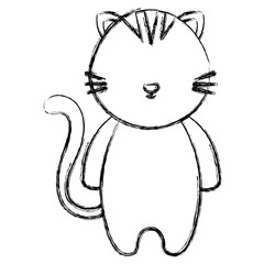 cute and little cat character vector illustration design