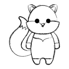 cute fox tender character vector illustration design