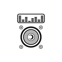black and white outline icon of the audio system or music