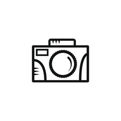 black and white outline vector camera icon
