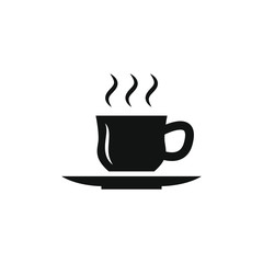black and white outline icon of hot drink cup